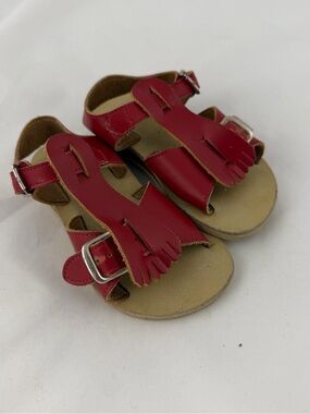 Toddler vintage Red Fringe Buckle Sandals